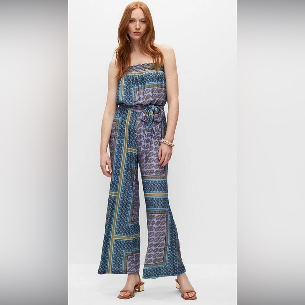 Melanie Lyne Strapless Patchwork Print Jumpsuit NWOT Size Large (12-14)